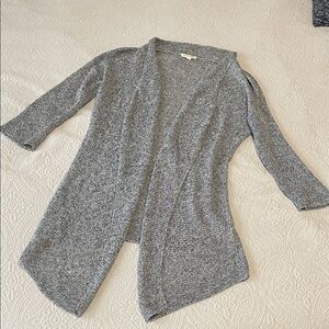 Eileen Fisher Heather Gray Open-Front Cardigan asymmetrical